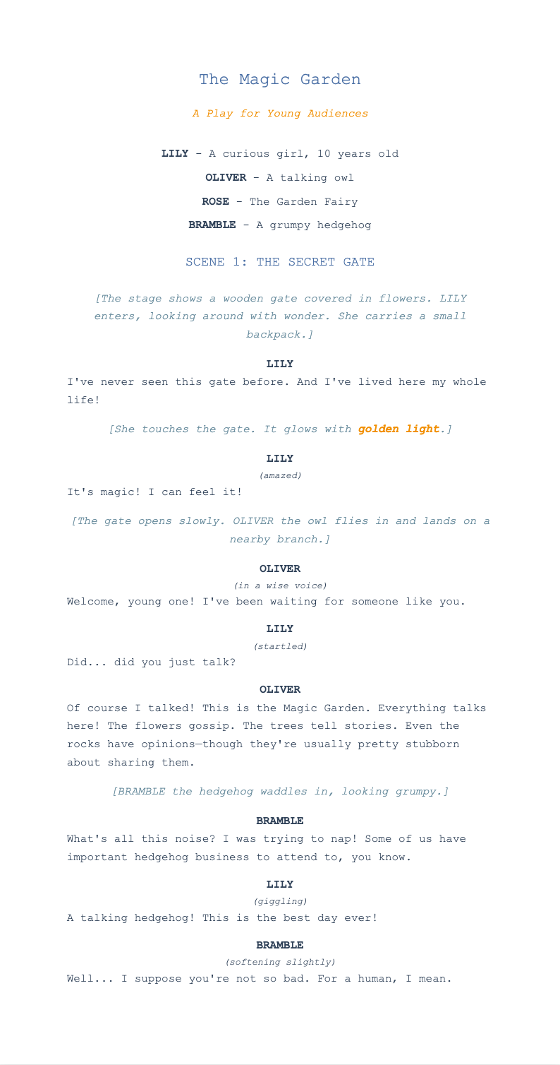 Children theatre stage play script